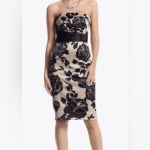 White House/Black Market Formal Black and Tan Floral Dress
